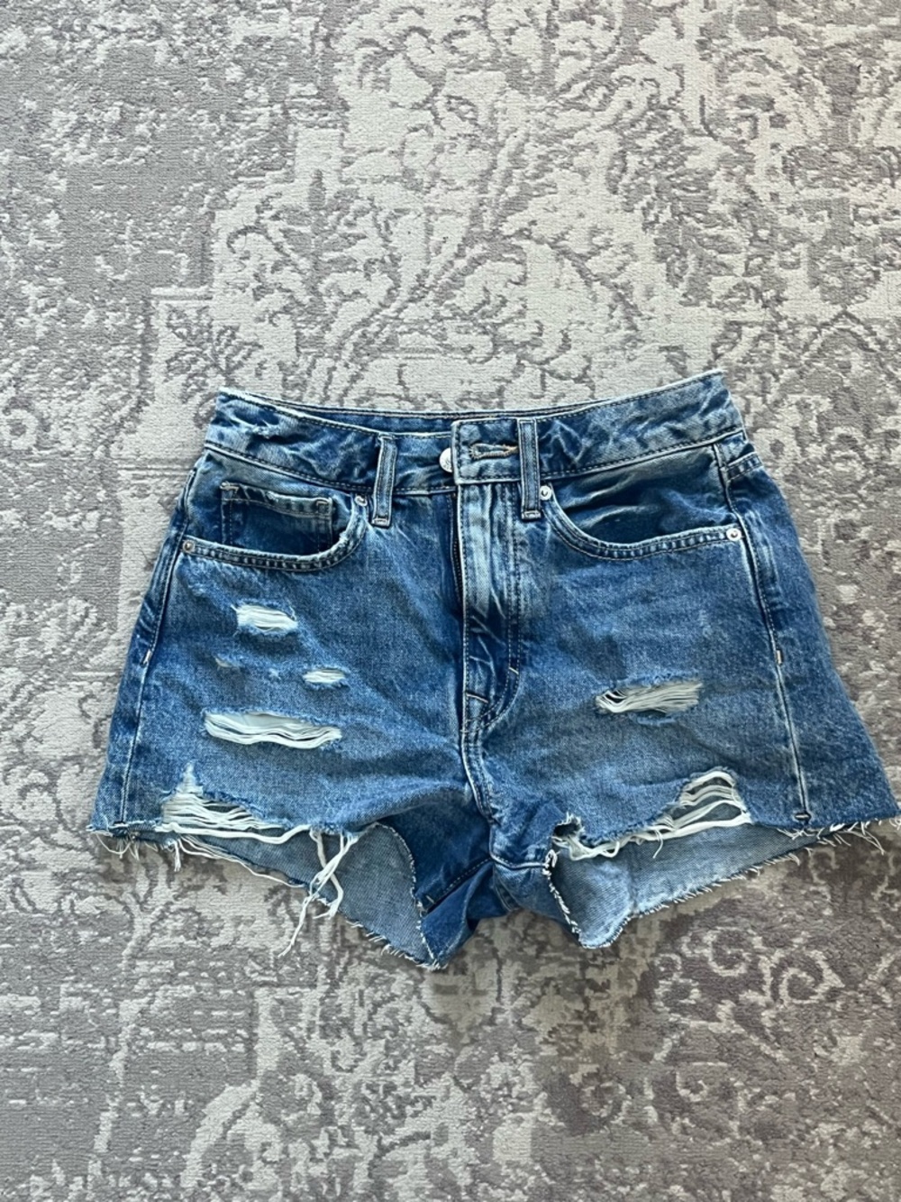 Forever 21 Distressed Denim Jean Shorts - Blue